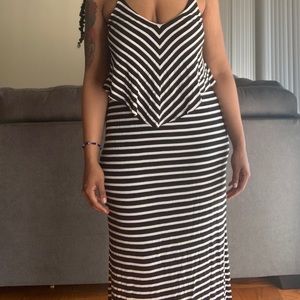 Striped black and white maxi sundress